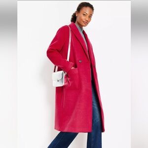 LOFT Women's Doubleface Modern Vibrant Pink Long Coat